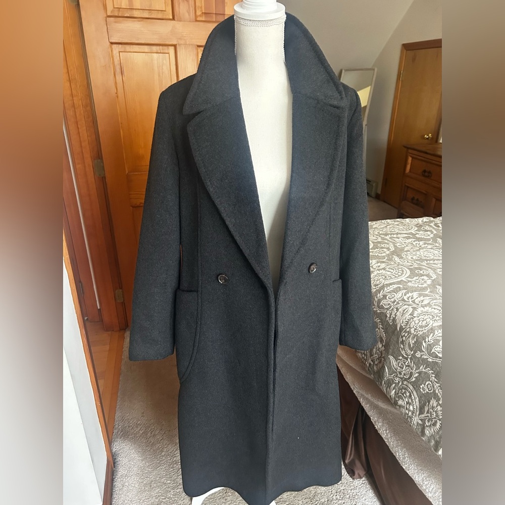 Bernardo Dark Gray Double Breasted Tie Waist Trench Coat Size Medium - Picture 8 of 11